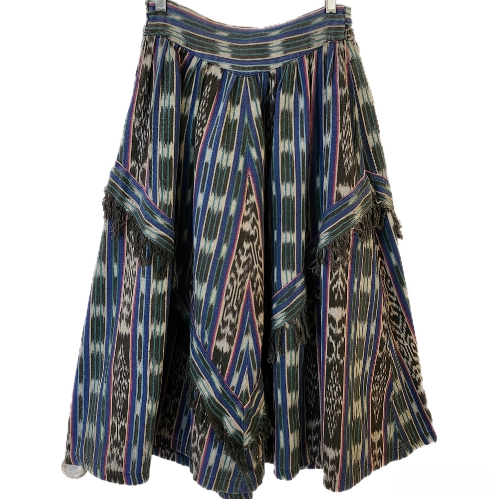 Striped Multi-Color Bohemian A-Line Skirt
